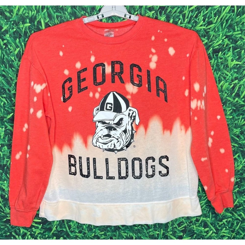 Georgia Bulldogs UGA Dawgs Tie-Dye Red Small Pullover Sweatshirt Fleece Lined
